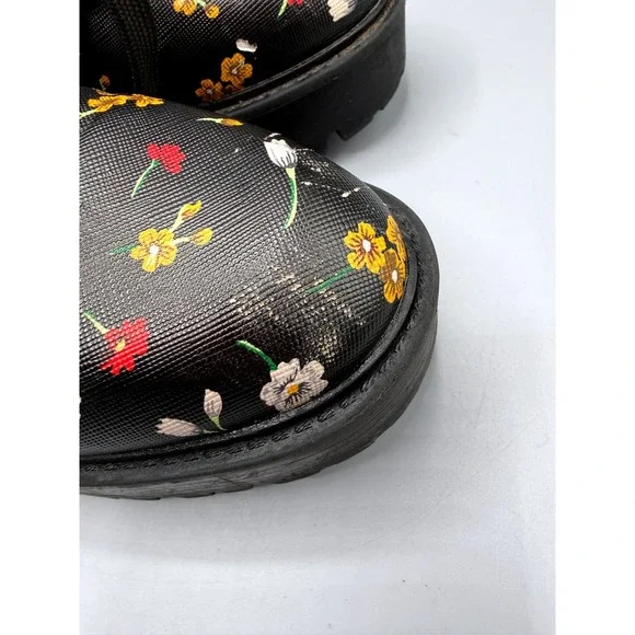 Guess Fearne Womens Black Floral Combat Boots Side Zip Lug Sole GWFEARNE Size 6M - Picture 4 of 15